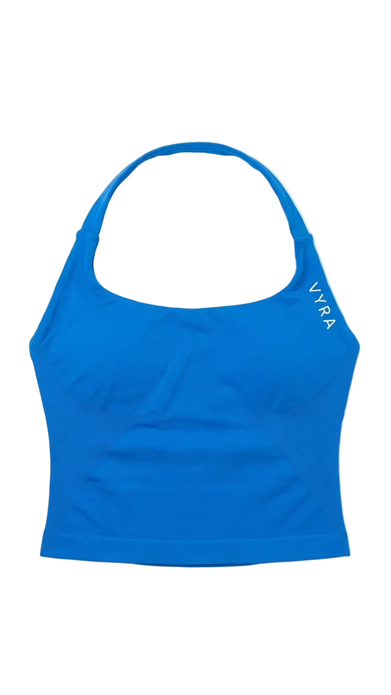 Tops y Petos Deportivos Largos Mujer Azul | Vyra Fitness